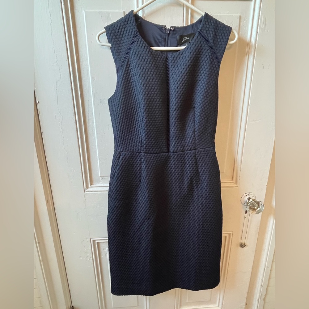 Navy J crew textures dress with beautiful seaming